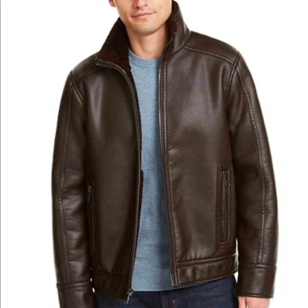 Calvin Klein Pebble Jacket with Faux Fur Lining
